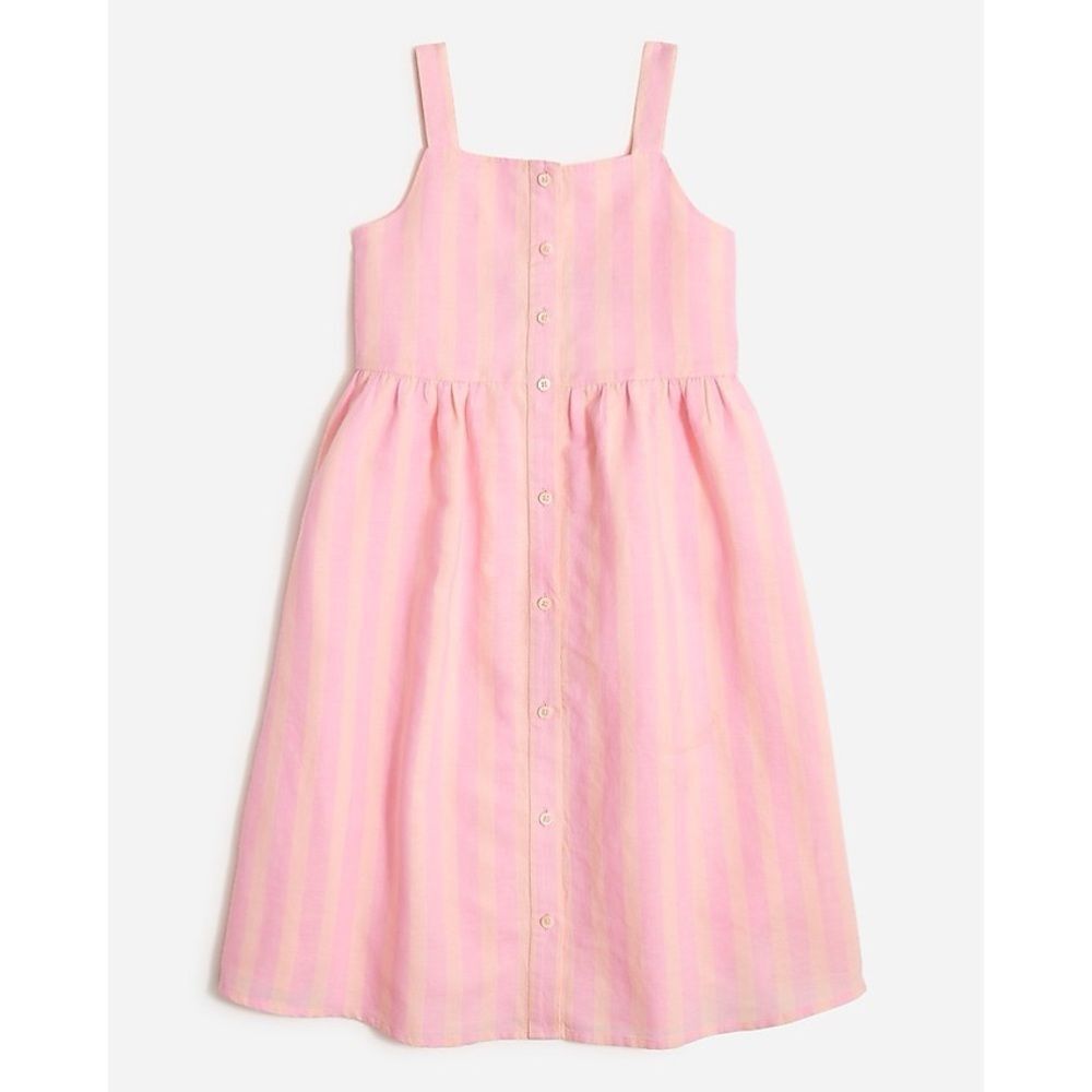 Crewcuts Pink Peach Striped Apron Dress Sz 7 Preppy Girly Prairie Cottagecore